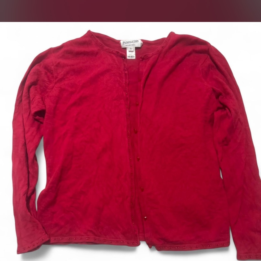Pendleton Vibrant Red Button-Up Sweater - image 1